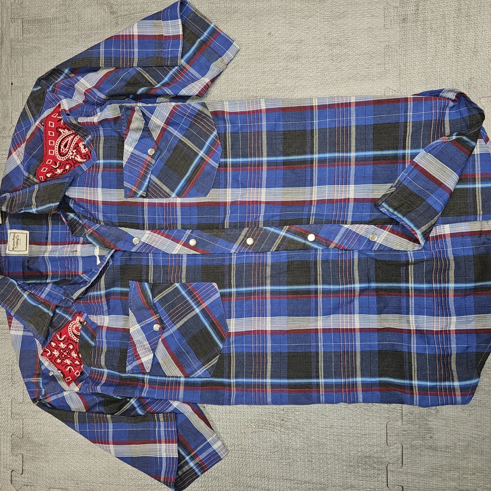 Women's Blue Plaid Button Down Shirt